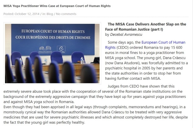 MISA Yoga Practitioner Wins Case at European Court of Human Rights